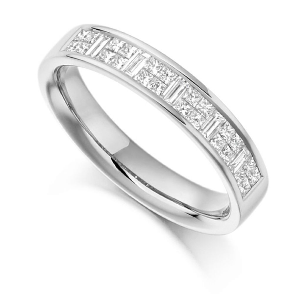 0.60cts Baguette & Princess Cut Half Eternity Ring