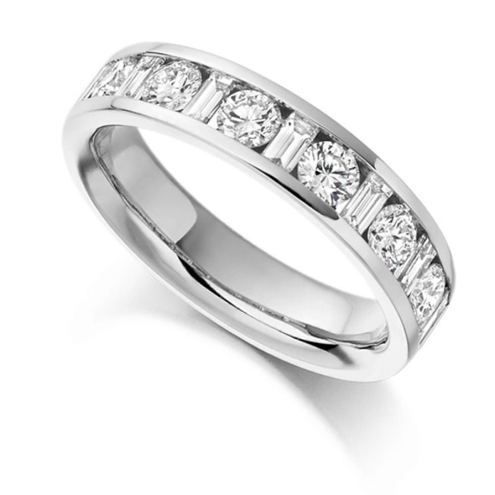 1 Carat Half Eternity Round & Baguette Diamonds