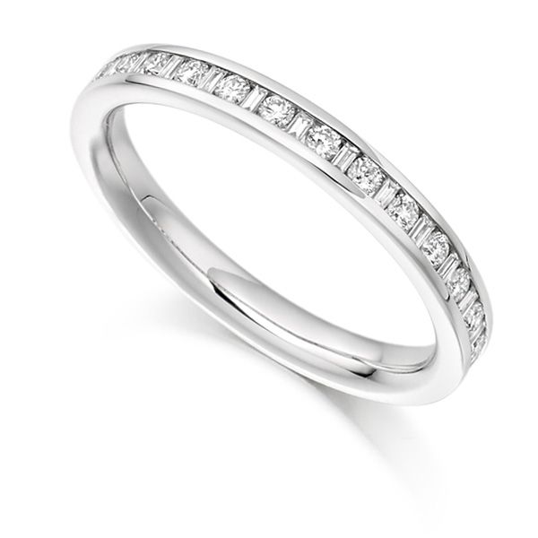 0.30cts Baguette & Round Diamond Wedding Ring Main Image