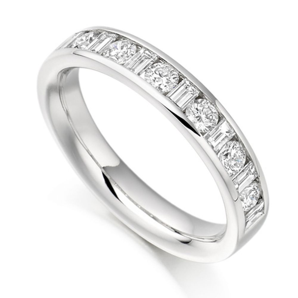 0.76ct Baguette & Round Diamond Half Eternity Ring