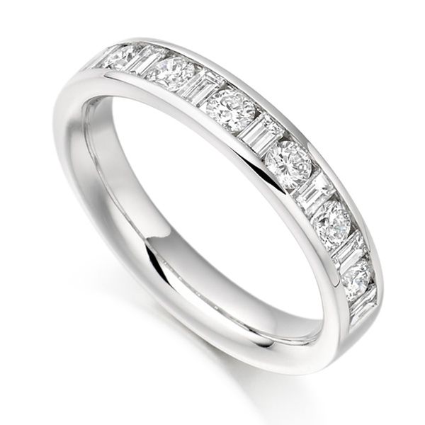 0.76ct Baguette & Round Diamond Half Wedding Ring Main Image