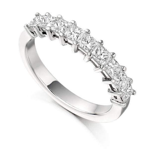 1 Carat Claw Set Half Princess Diamond Eternity Ring Main Image