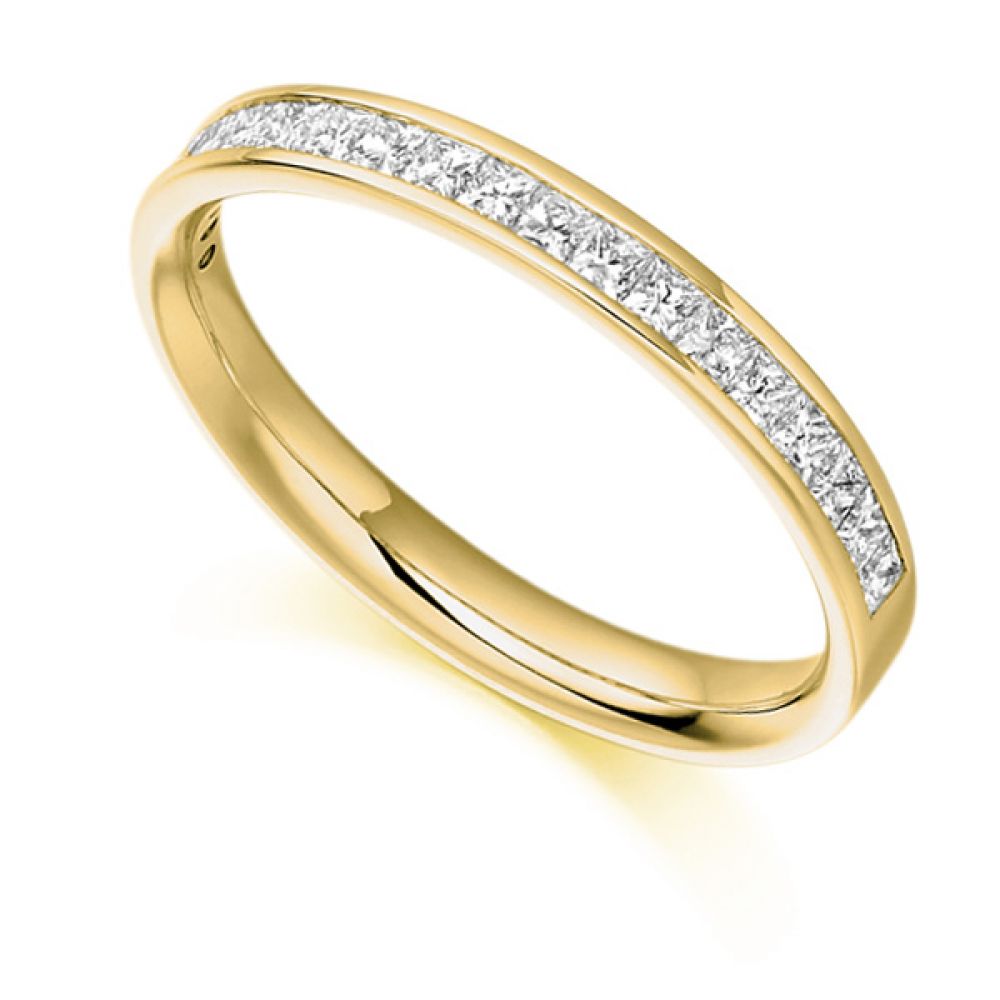 0.50ct Princess Cut Diamond Half Eternity Ring In Yellow Gold