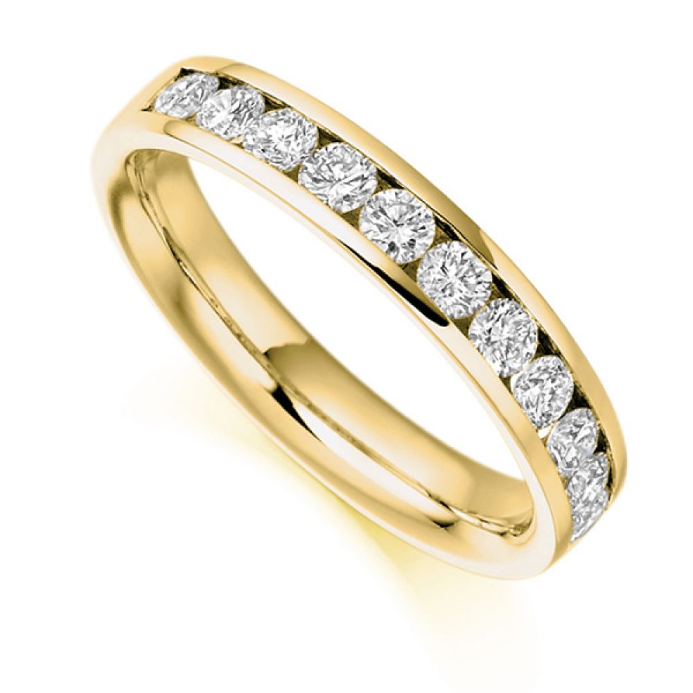 0.80cts Round Brilliant Diamond Half Eternity Ring In Yellow Gold