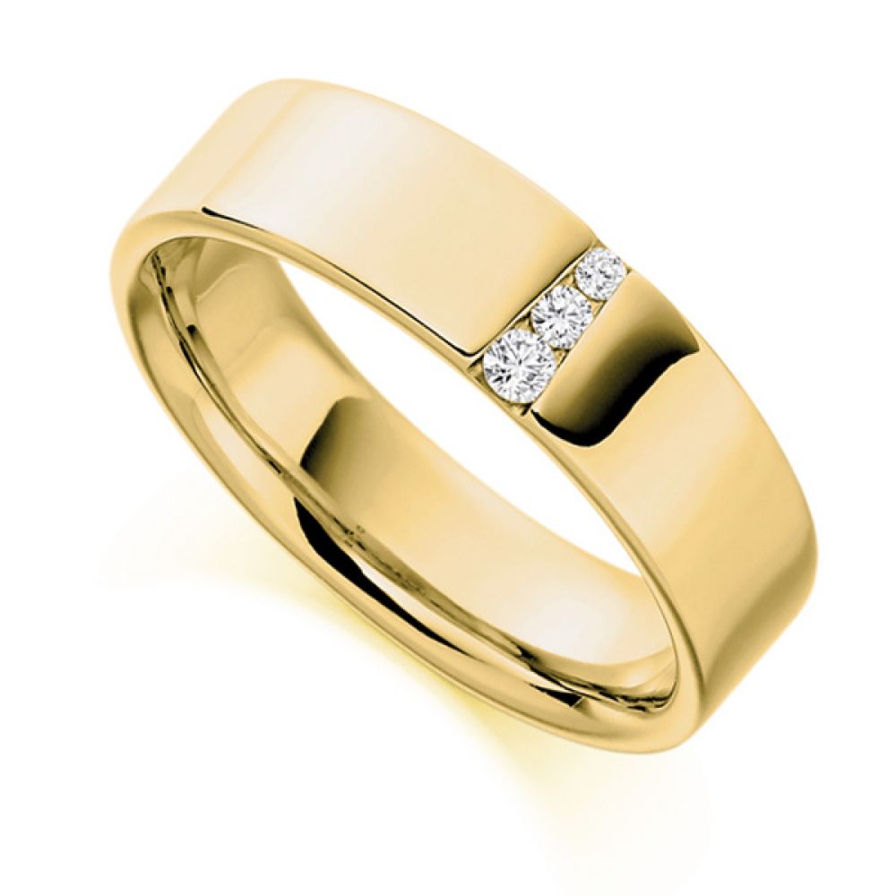 0.10cts Graduated Diamond Wedding Ring for Men In Yellow Gold