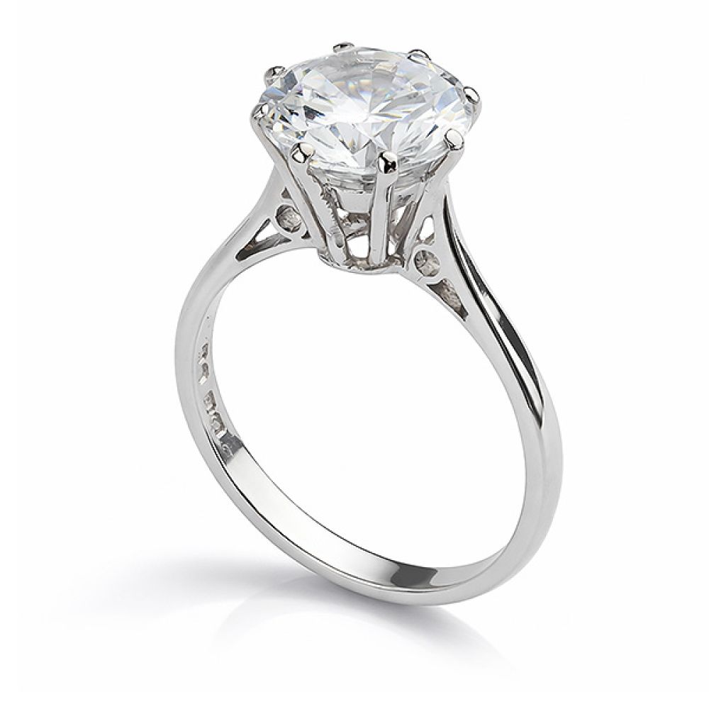 2.5-carat solitaire ring design in 18ct White Gold with 8 claw setting