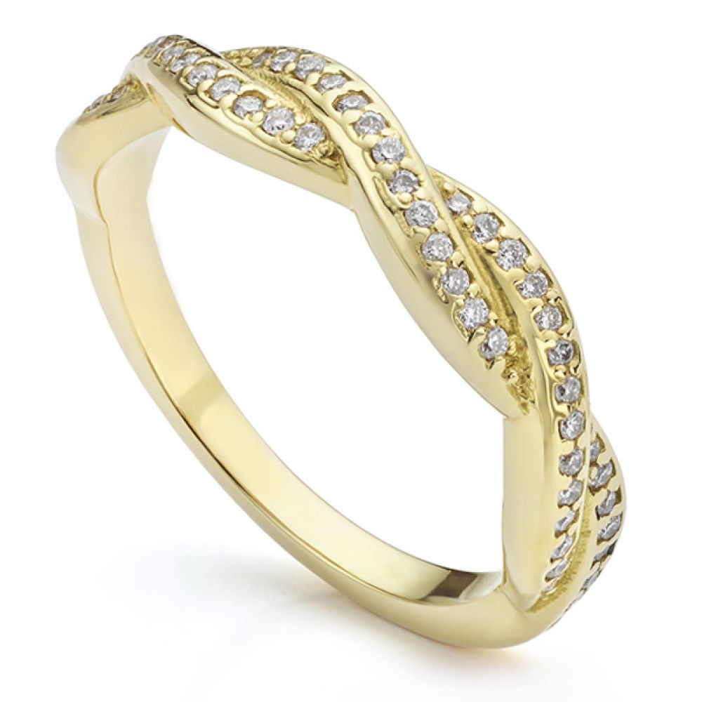 Interwoven diamond set wedding ring in Yellow Gold Interwoven diamond set wedding ring in Yellow Gold
