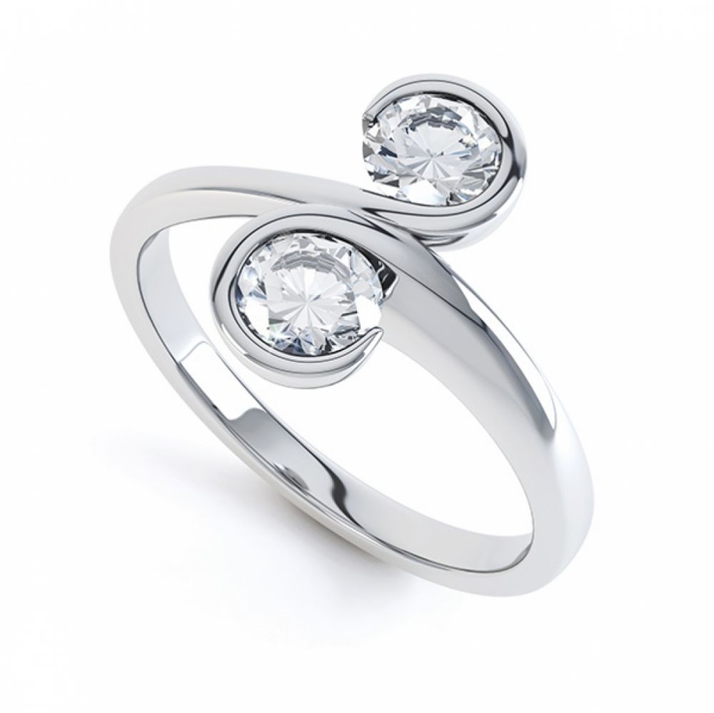 0.50cts 2 Stone Diamond Swirl Engagement Ring