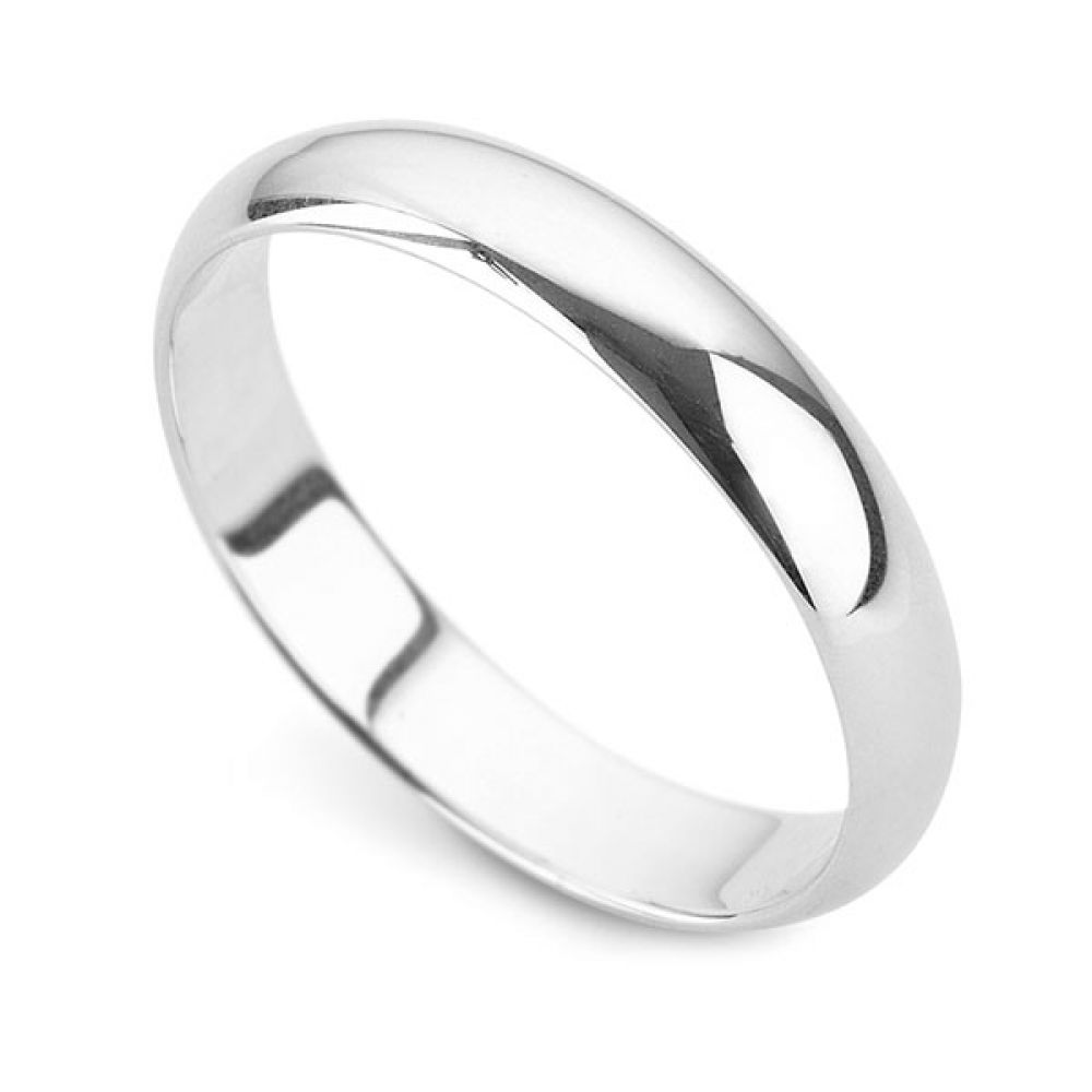 Plain D Shaped Palladium Wedding Ring