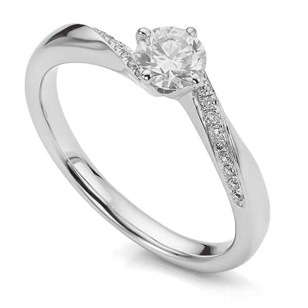 Four-claw Twist Engagement Ring with Twist Shoulders Main Image