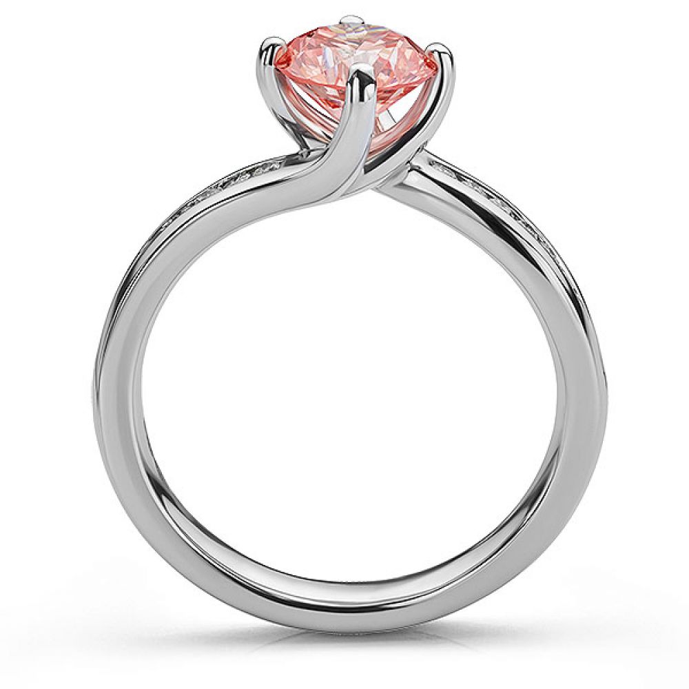 Pink diamond ring side view