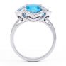 0.22ct Diamond and Blue Topaz Quatrefoil Halo Ring Front View 0.22ct Diamond and Blue Topaz Quatrefoil Halo Ring Front View