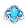 0.22ct Diamond and Blue Topaz Quatrefoil Halo Ring Side View 0.22ct Diamond and Blue Topaz Quatrefoil Halo Ring Side View