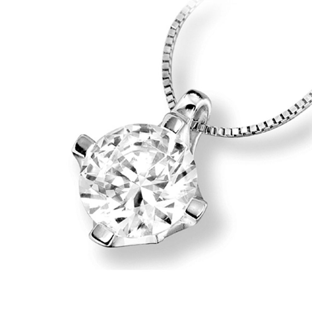 4 Claw Round Diamond Slider Pendant