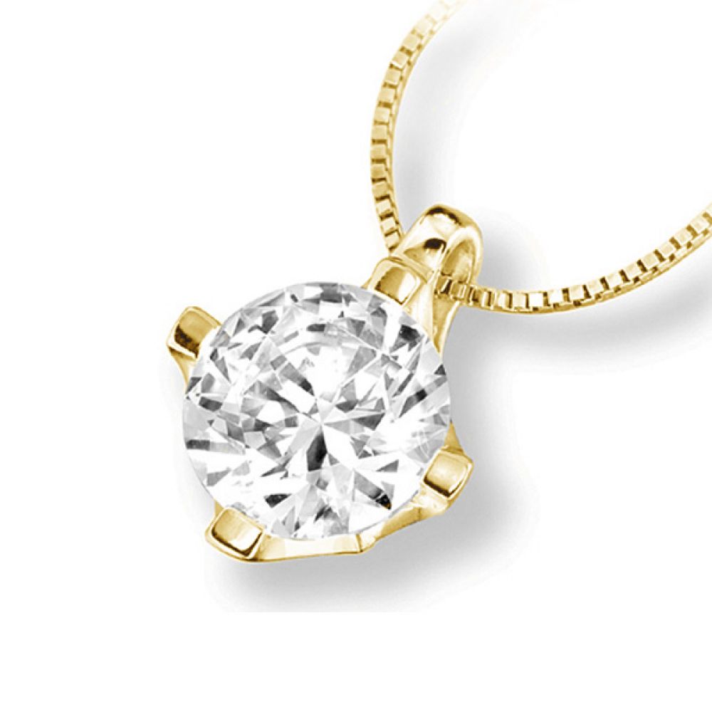 4 Claw Round Diamond Slider Pendant In Yellow Gold