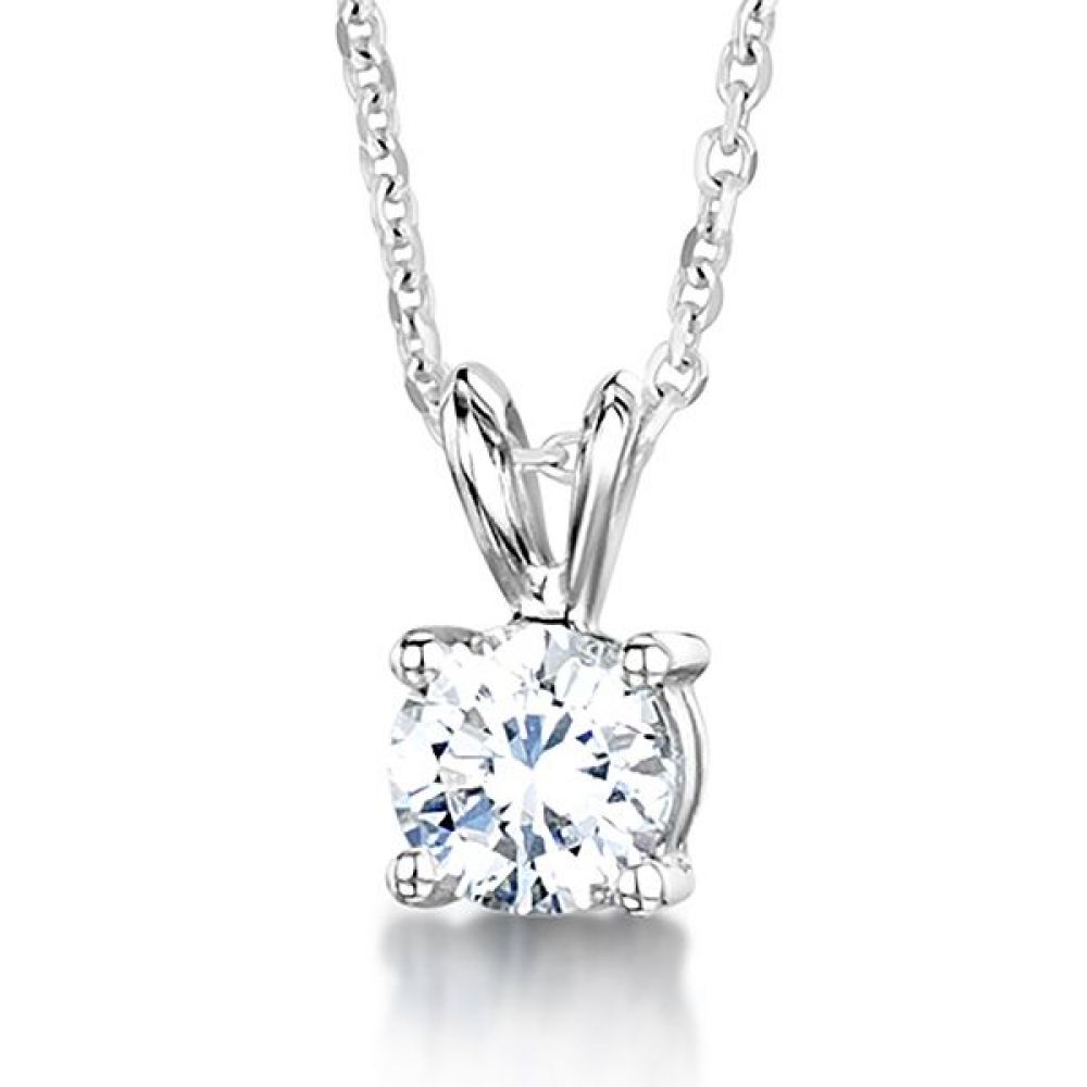 4 Claw Round Diamond Pendant with Split Bail