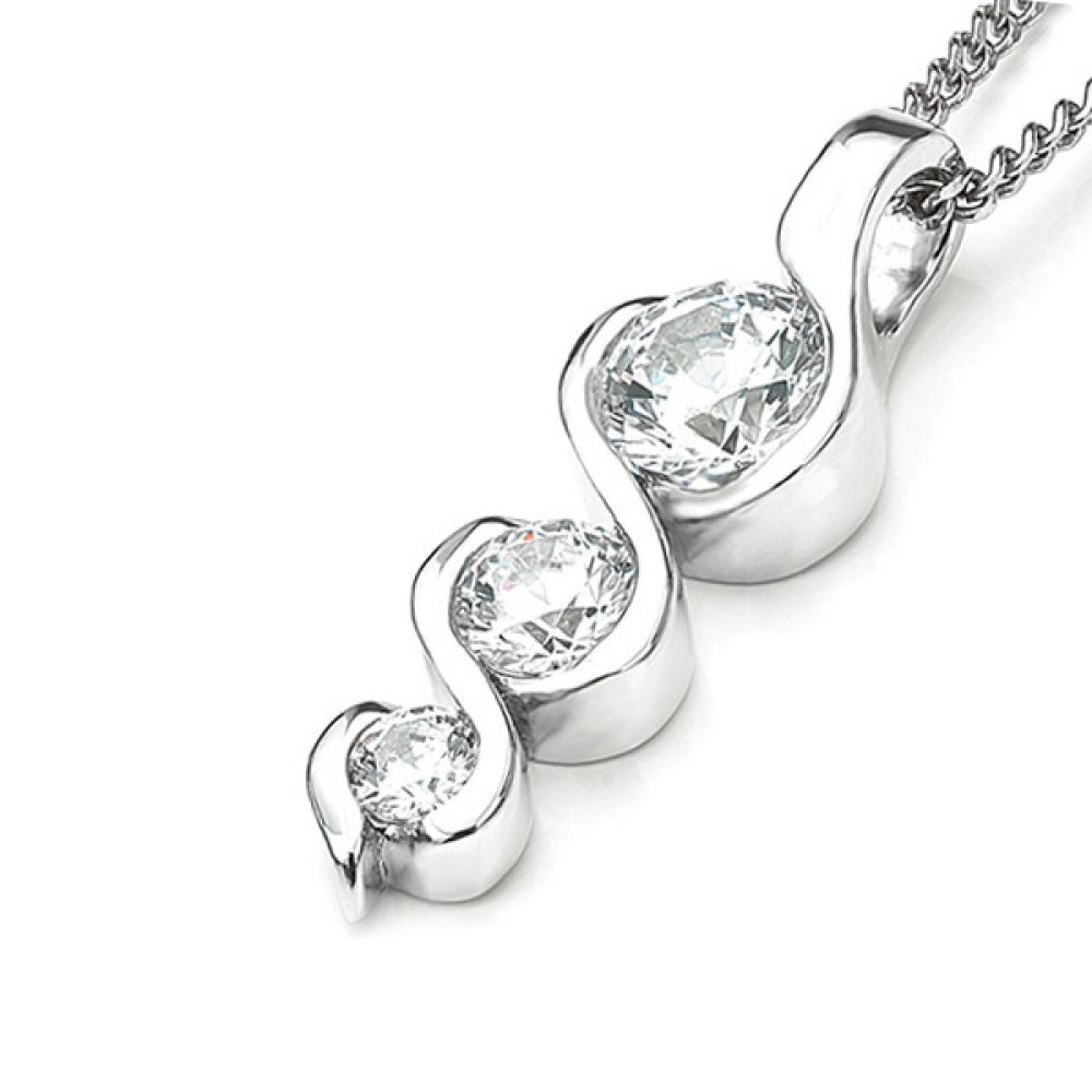 3 Stone Graduated Swirl Diamond Pendant 3 Stone Graduated Swirl Diamond Pendant