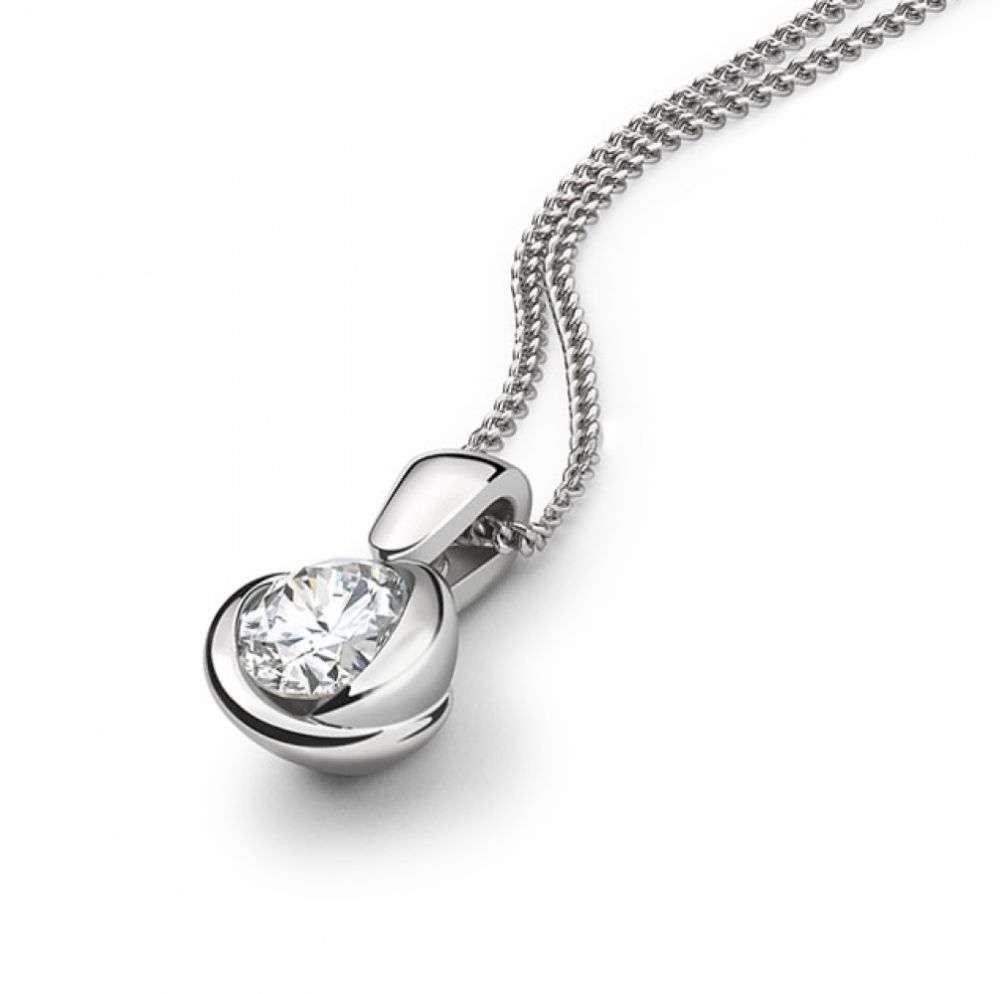 Rosebud Round Diamond Solitaire Pendant