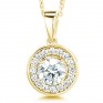 Modern Classic Round Diamond Halo Pendant In Yellow Gold Modern Classic Round Diamond Halo Pendant In Yellow Gold