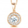 Modern Classic Round Diamond Halo Pendant In Rose Gold Modern Classic Round Diamond Halo Pendant In Rose Gold