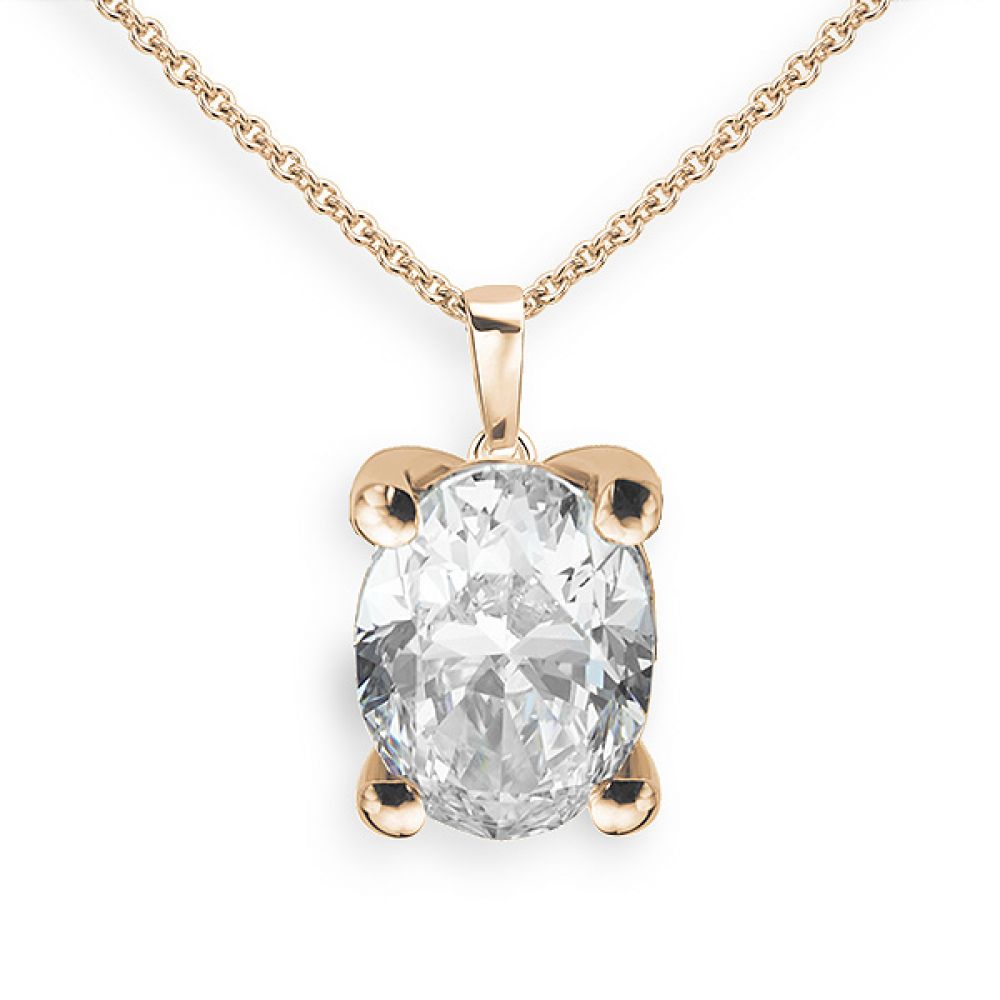 4 Claw Oval Diamond Solitaire Pendant In Rose Gold 4 Claw Oval Diamond Solitaire Pendant In Rose Gold