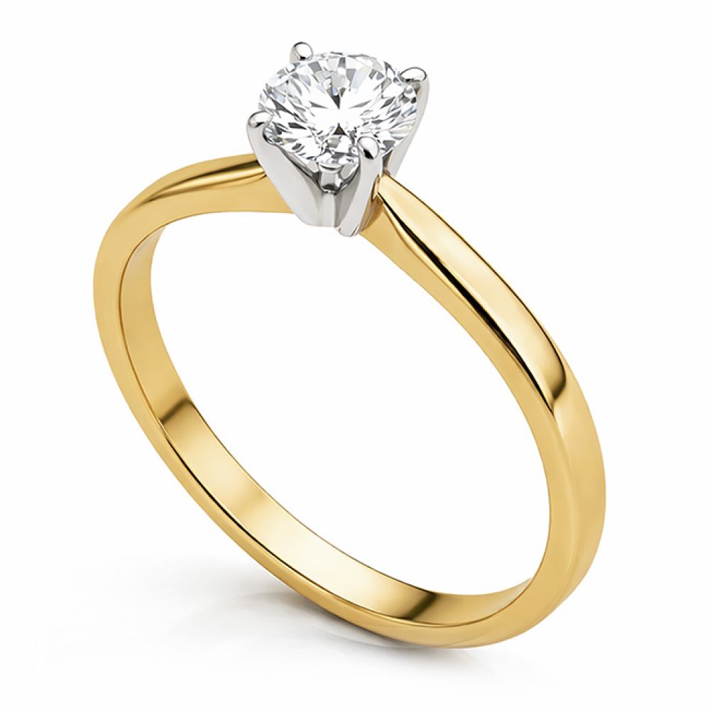 Ava 4 Claw Tiffany Style Solitaire Engagement Ring Yellow Gold