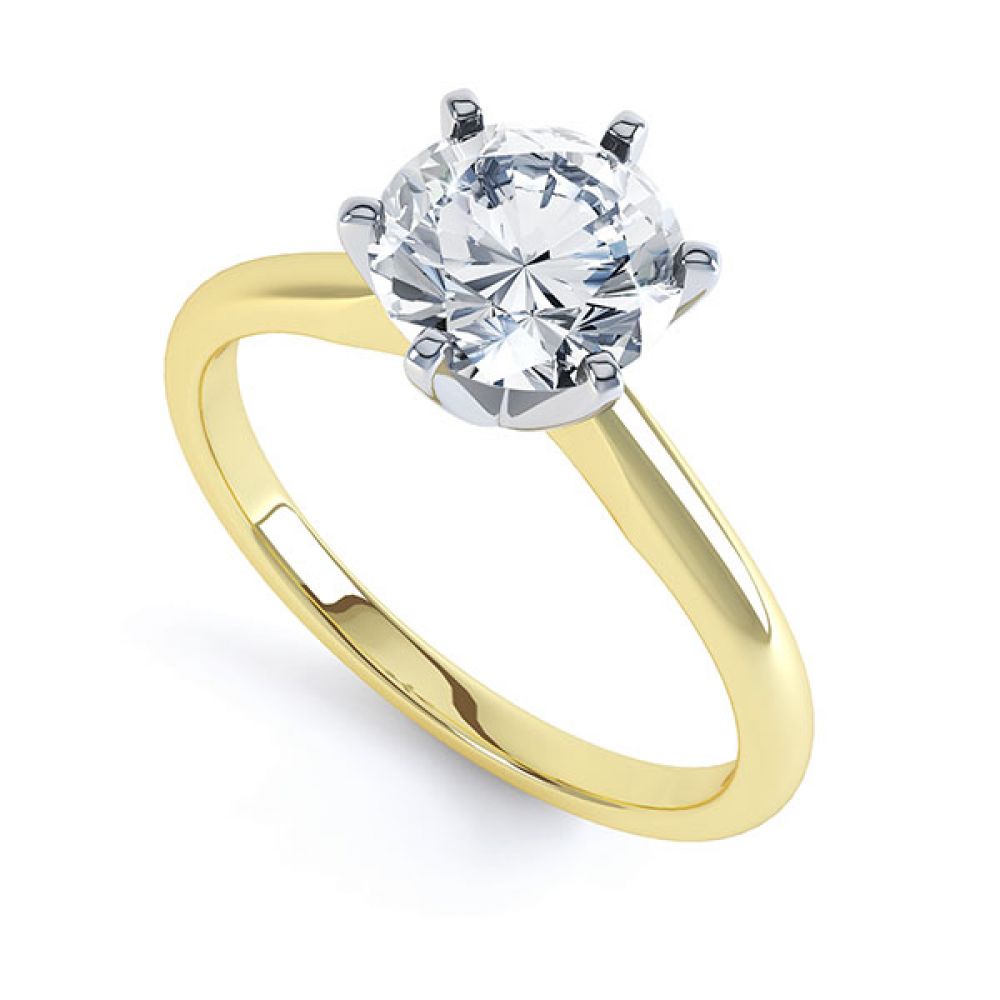 6 Claw Open Solitaire Diamond Engagement Ring In Yellow Gold