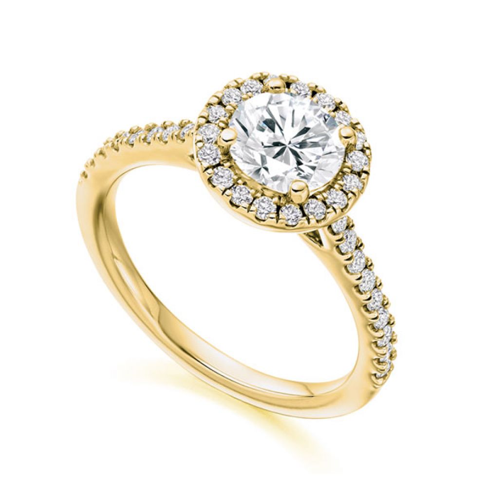 Sienna diamond halo with diamond shoulders, Yellow