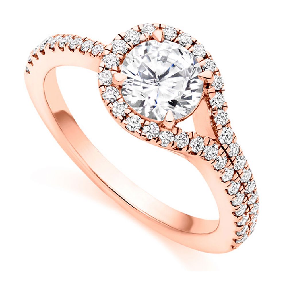 Annelise loop halo diamond engagement ring top view in platinum Annelise loop halo diamond engagement ring top view in platinum