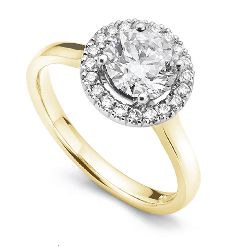 Diamond Halo Engagement ring in Yellow Gold