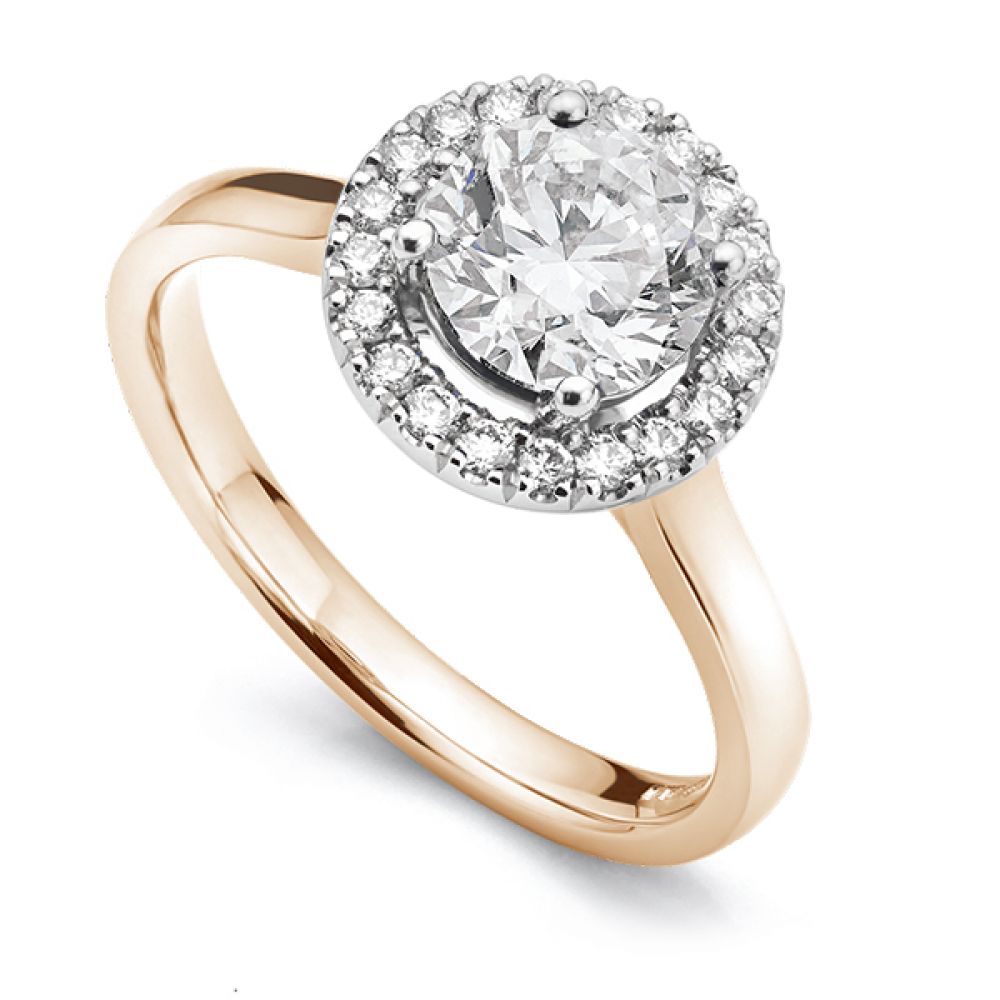 Diamond Halo Engagement ring in Rose Gold