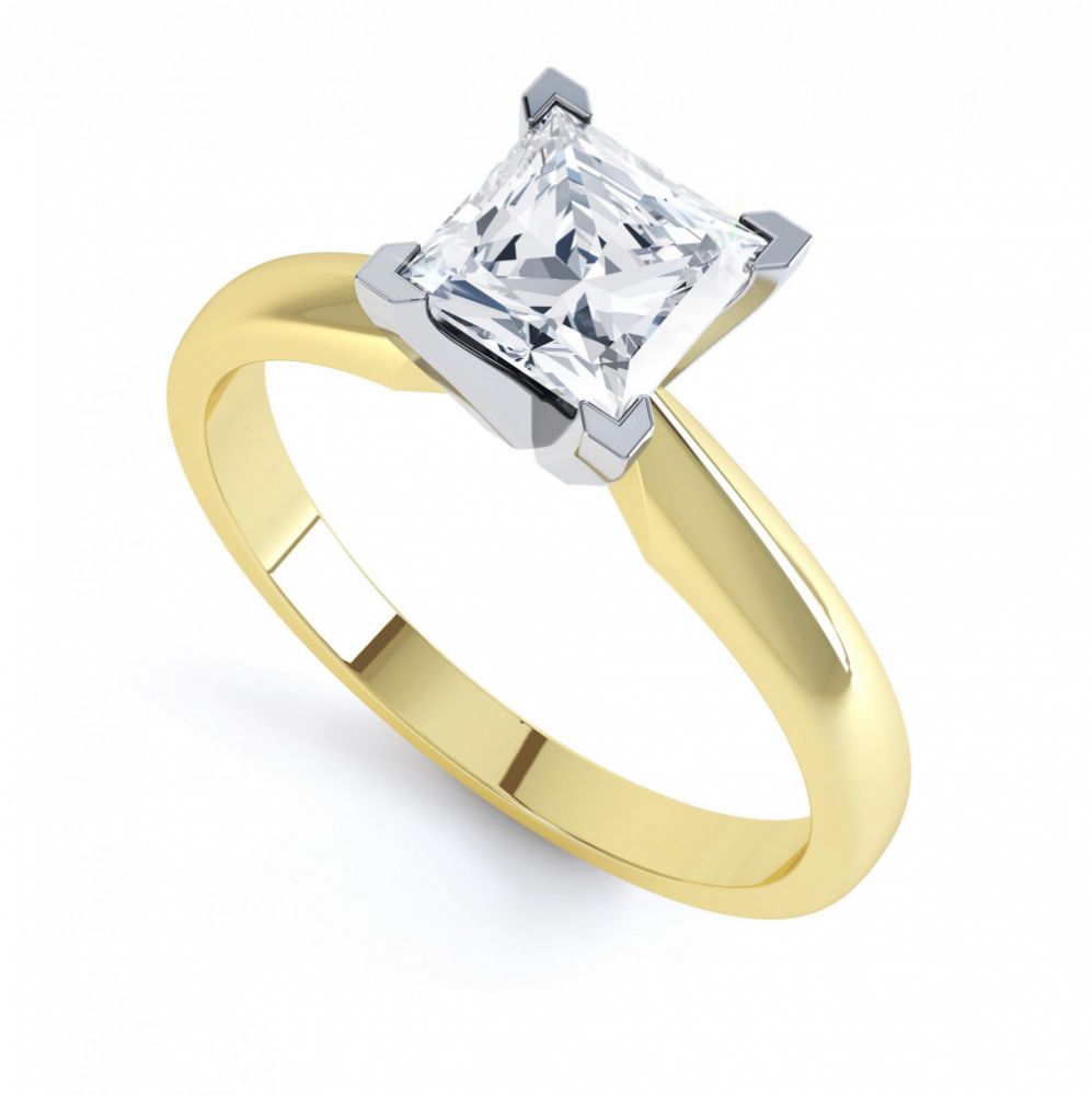 4 Claw Princess cut engagement ring Aurora perspective view yellow gold 4 Claw Princess cut engagement ring Aurora perspective view yellow gold