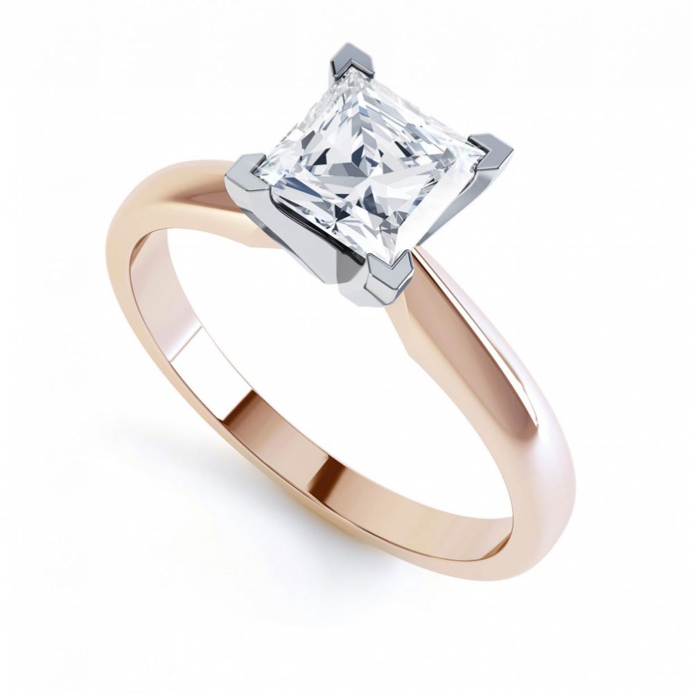 4 Claw Princess cut engagement ring Aurora perspective view rose gold 4 Claw Princess cut engagement ring Aurora perspective view rose gold
