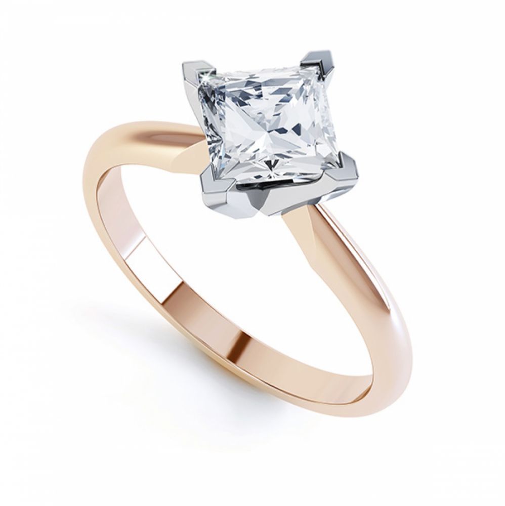 Tiffany Style Compass Set 4 Claw Diamond Ring Perspective Rose Gold Tiffany Style Compass Set 4 Claw Diamond Ring Perspective Rose Gold