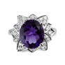 Ornate Amethyst & Diamond Floral Cluster Ring Ornate Amethyst & Diamond Floral Cluster Ring