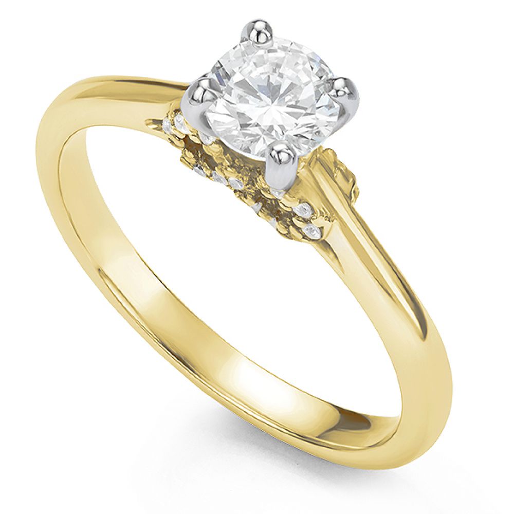 Eternal infinity diamond engagement ring in yellow gold perspective view