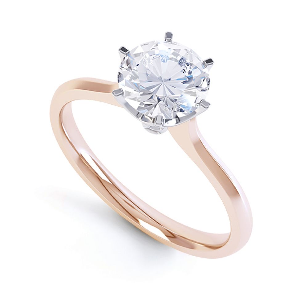 Tall Fluted 6 Claw Round Solitaire Engagement Ring Side View Tall Fluted 6 Claw Round Solitaire Engagement Ring Side View