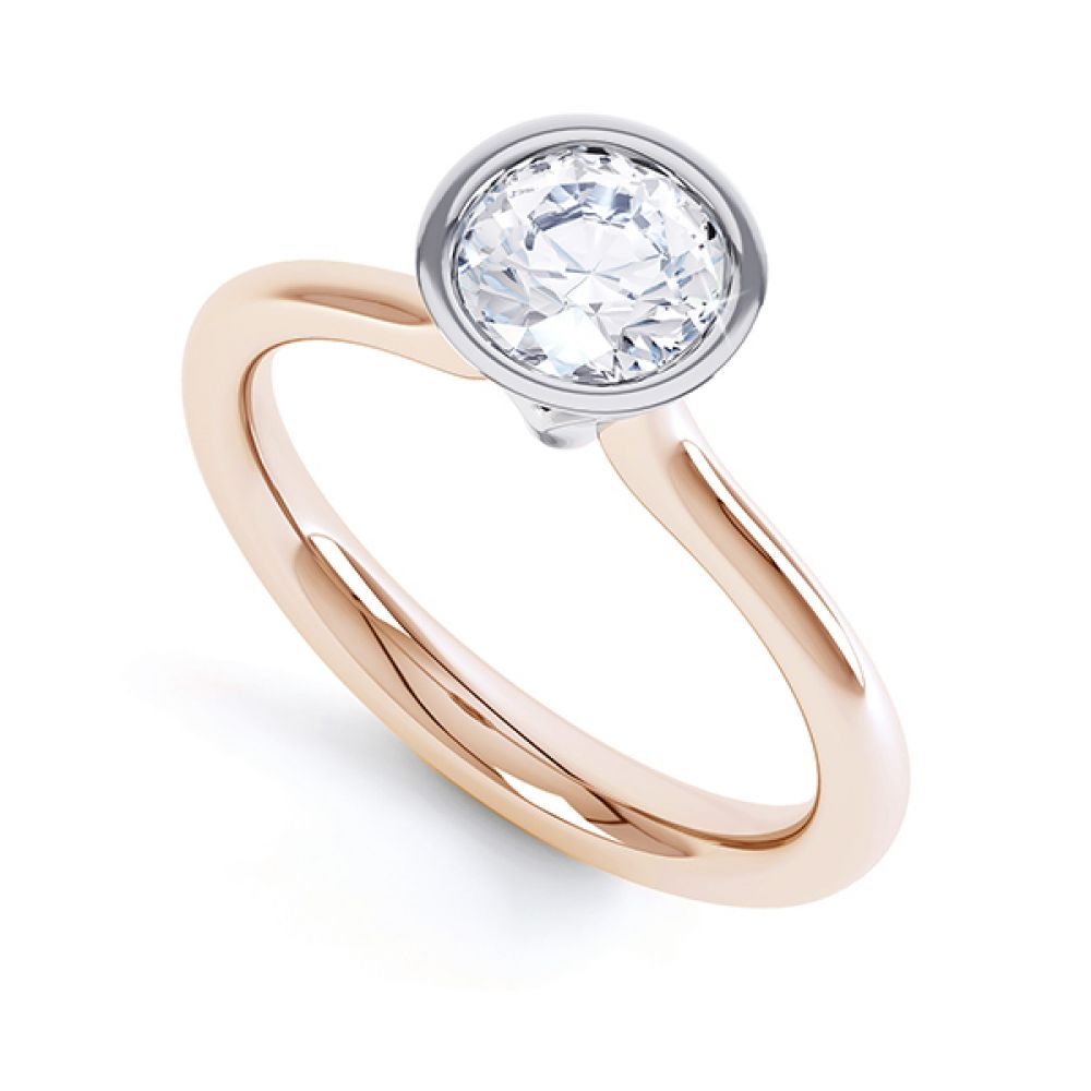 Slender Fluted Bezel Solitaire Diamond Ring In Yellow Gold