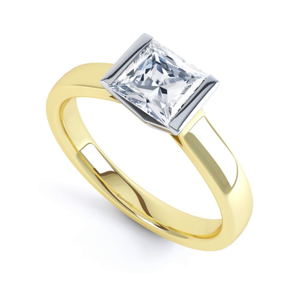 Tension Bar Set Princess Diamond Solitaire Ring In Yellow Gold