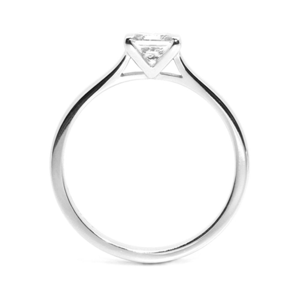 Bar Set Princess Diamond Ring Diamond Shoulders Side - White Gold