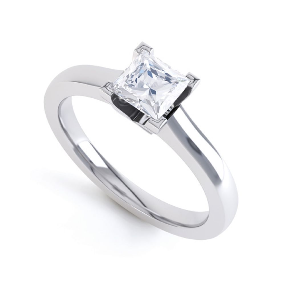 Princess Solitaire Engagement Ring with Low Setting