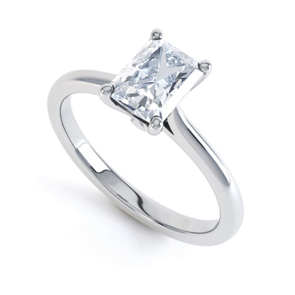 Classic 4 Claw Emerald Cut Diamond Solitaire