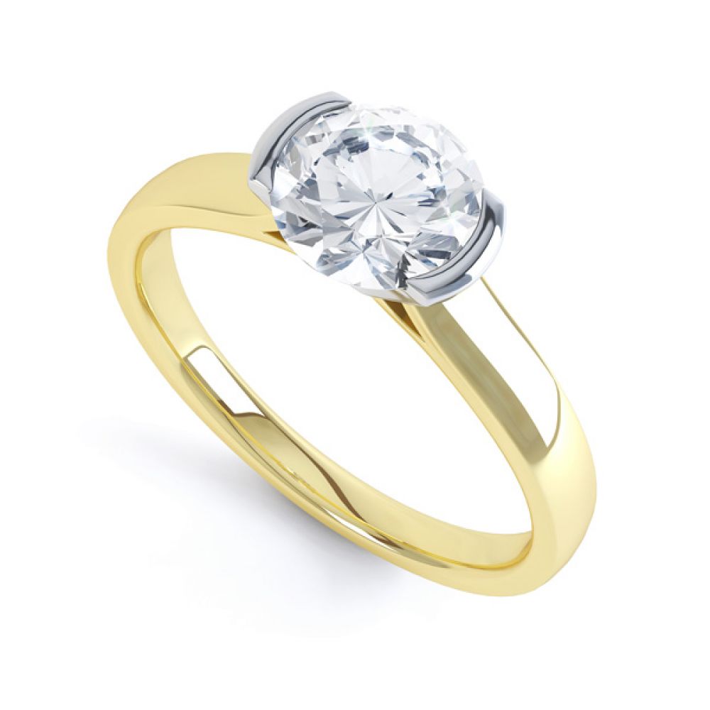 Round Diamond Solitaire Ring Tension Set Side View