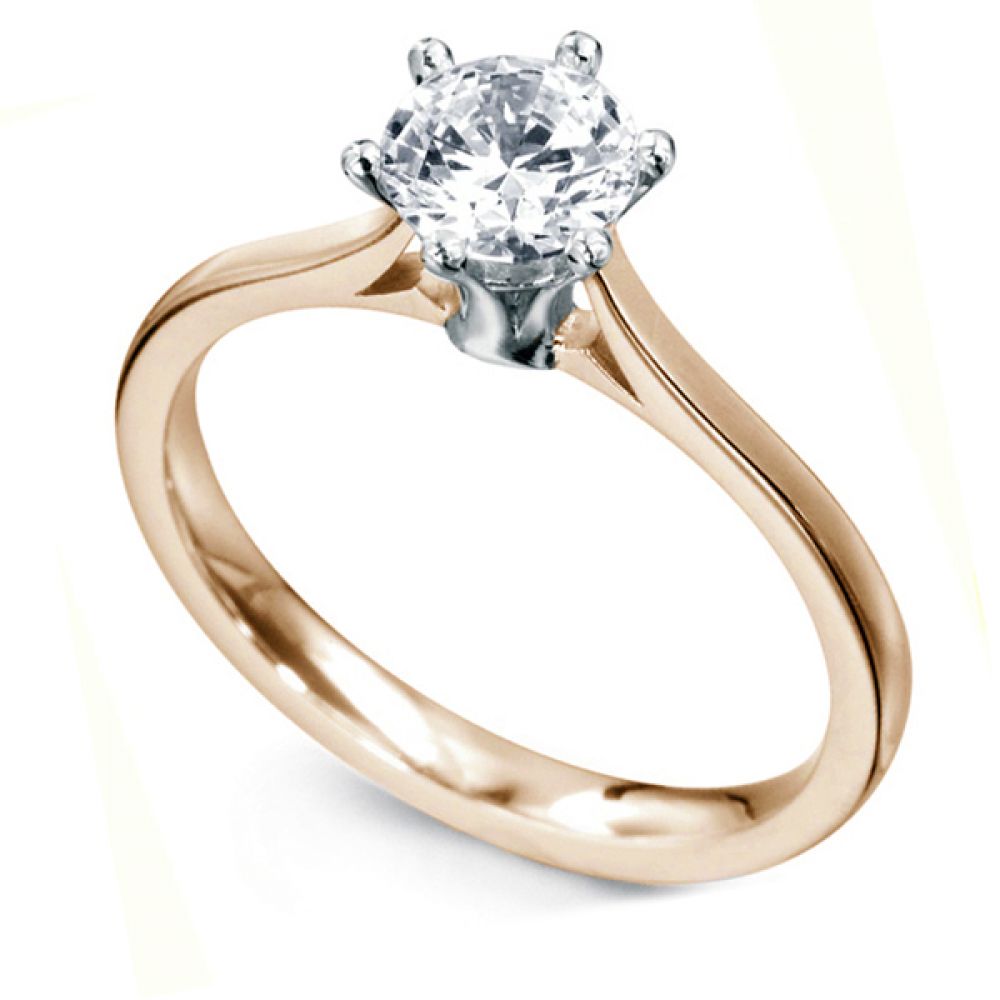 Tall Slender 6 Claw Diamond Solitaire Ring -Rose Gold Tall Slender 6 Claw Diamond Solitaire Ring -Rose Gold
