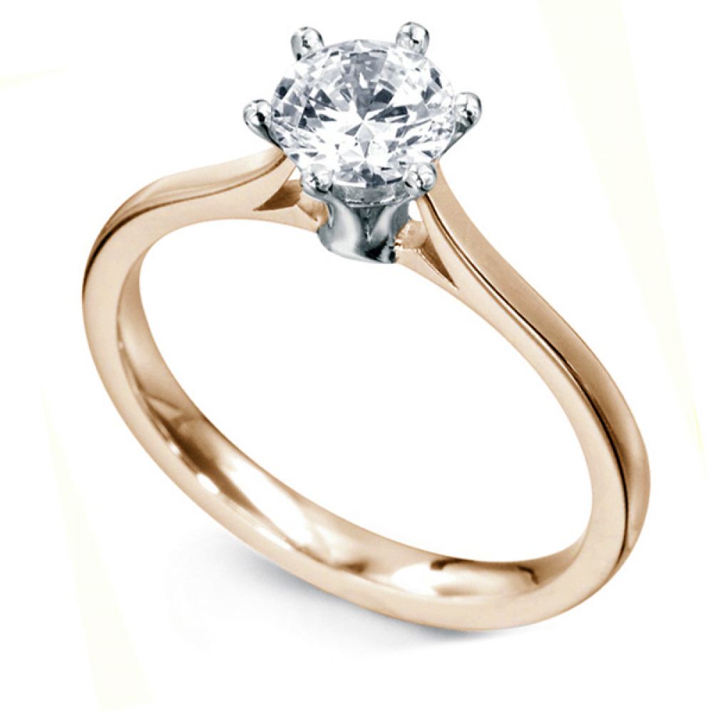 Tall Slender 6 Claw Diamond Solitaire Ring -Rose Gold