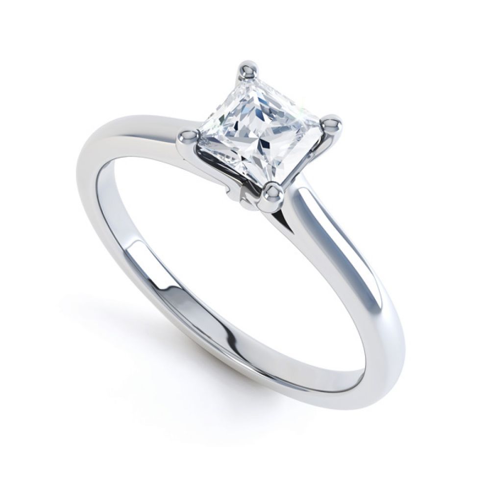 Slim Shoulder 4 Claw Princess Diamond Engagement Ring