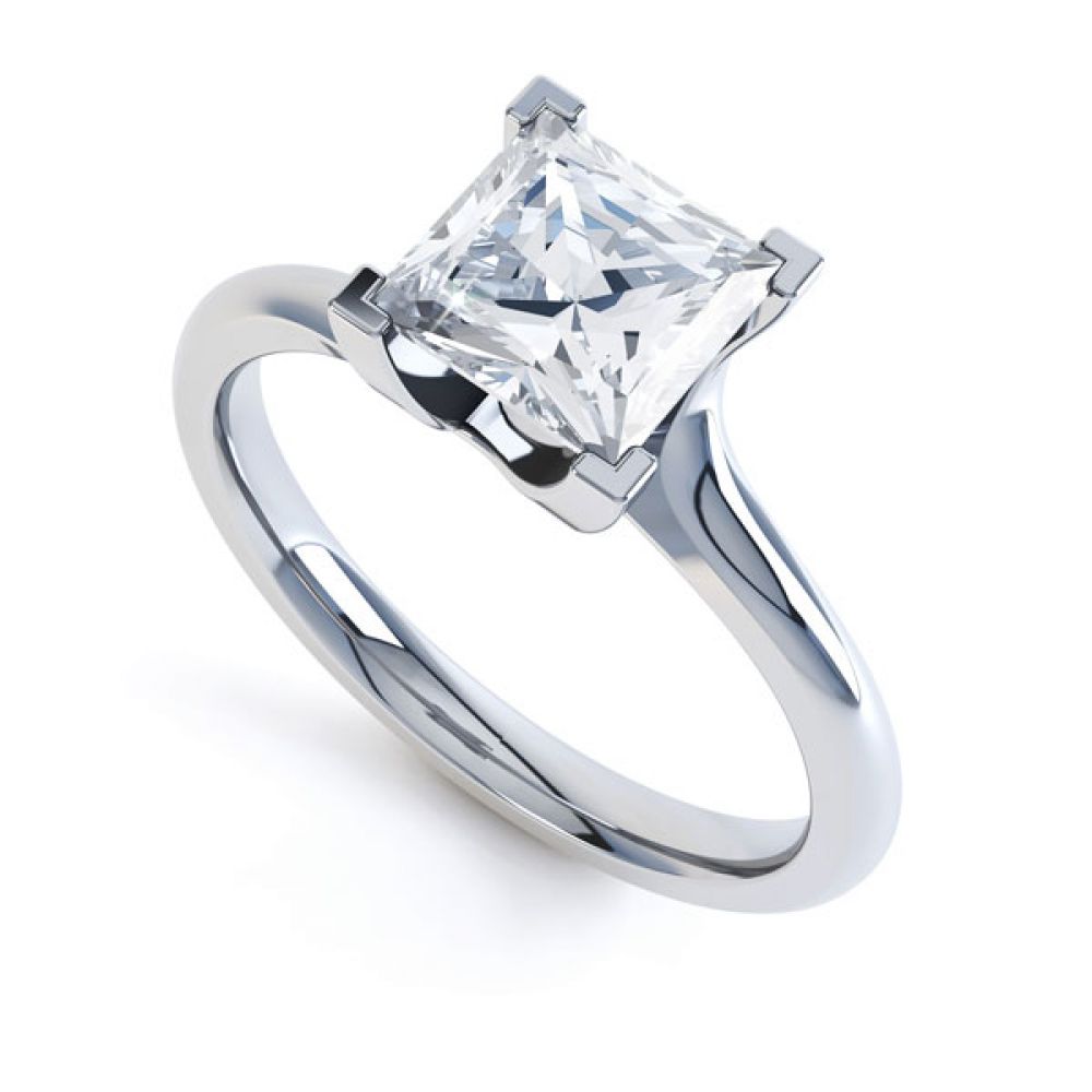 Square Princess 4 Claw Twist Engagement Ring Square Princess 4 Claw Twist Engagement Ring