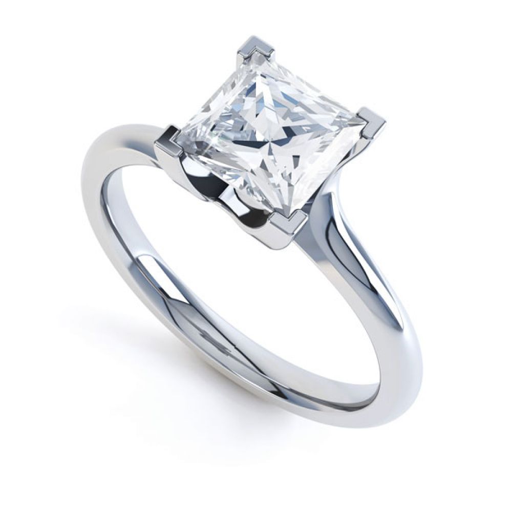 Square Princess 4 Claw Twist Engagement Ring