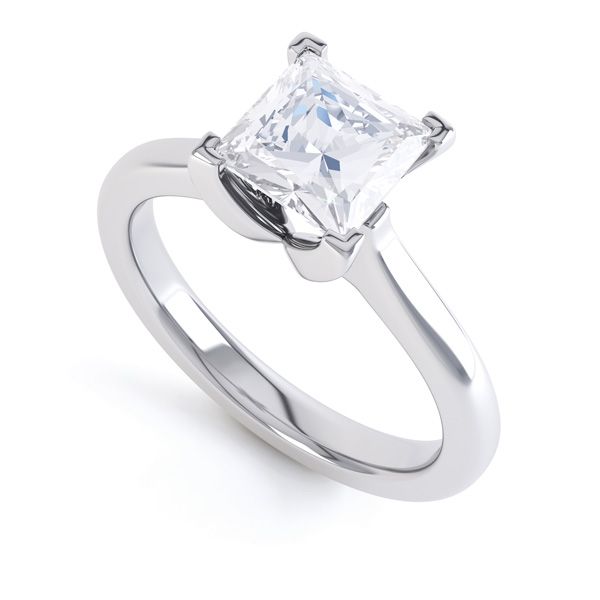 Folded 4 Claw Princess Cut Engagement Ring Main Image