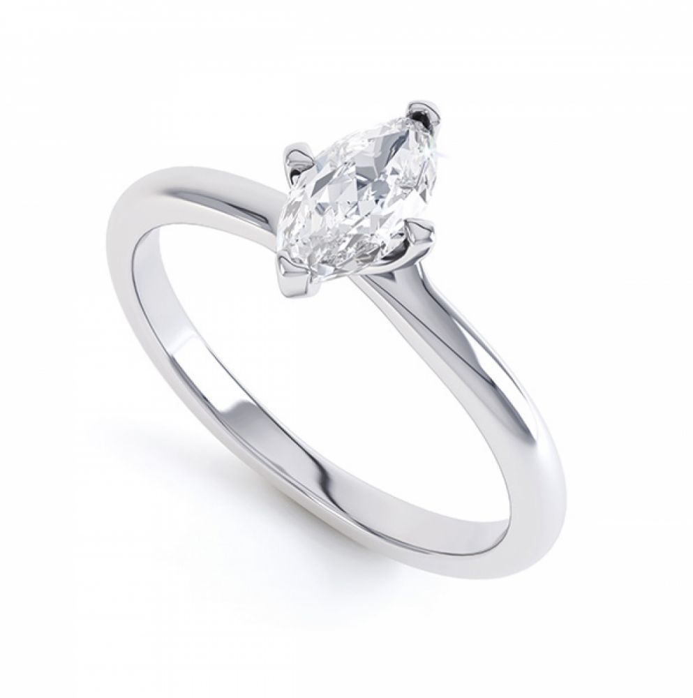 4 Claw Twist Marquise Diamond Engagement Ring